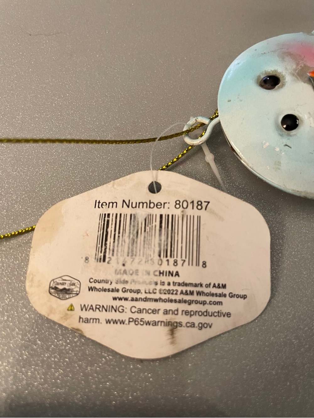 COUNTRY SIDE PRODUCTS Metal Snowman Christmas Tree Ornament Hanging Decor NWT - Picture 9 of 9